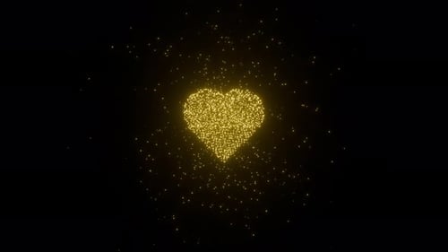 Glowing heart animation black background digital art festive atmosphere centered view love concept