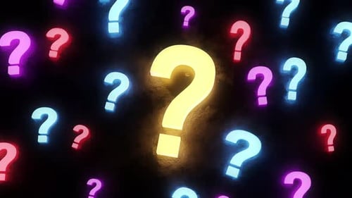 Animated Neon Question Marks Loop Background