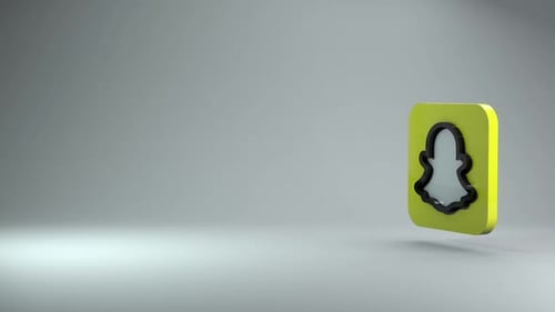 3D-Rendering des Snapchat-Logos auf grauem Hintergrund