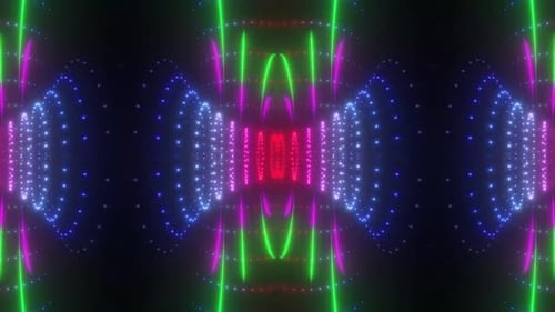 Dynamic neon light tunnel with vibrant colors for futuristic visuals