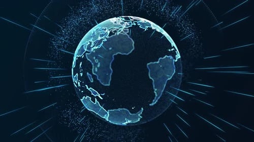 Particle Earth Globe Rotating and Glow Light Shine Beam With Alpha