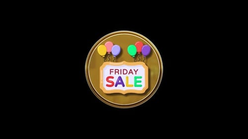 3D Golden Badge Friday Sale Animation