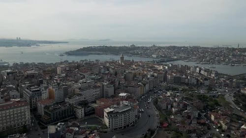 Aerial view of Beyoglu district in Istanbul European Side, Turkey.