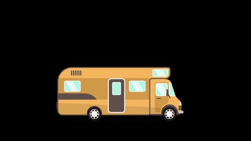 2D Campervan at Road Alpha Channel 4K