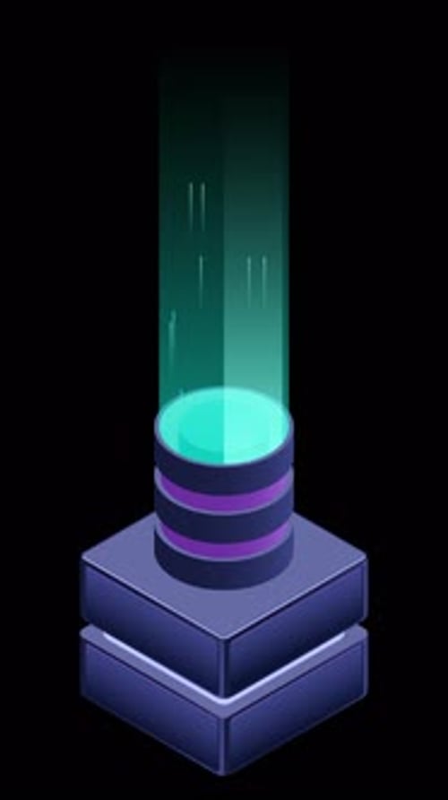 Isometric processor blockchain animation. Futuristic holographic interface. Futuristic concept