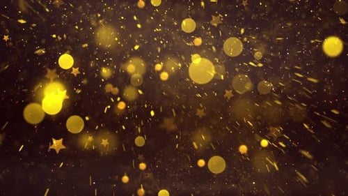 Golden Glowing Particle and Star Bokeh Background Animation