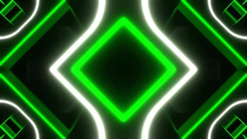 Green And White Hypnotic Neons Moving Kaleidoscope Background Vj Loop In 4K