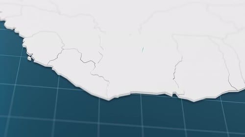 Highlight with Blue of Cote d'Ivore, 3D-Karte mit Zeigernadel, umgeben von anderen Ländern, in Weiß