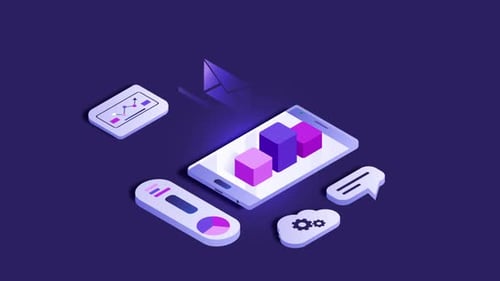 Animated Isometric Data Growth and Business Analytics Icons