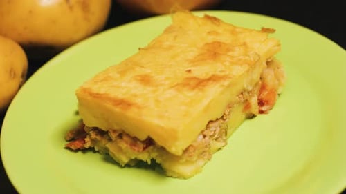 Potato and Meat Casserole Close Up