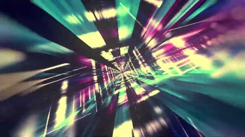 Abstract Digital Tunnel Animation with Glowing Futuristic Lines