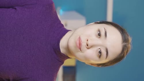Extreme Close Up of a Woman's Face Indoors