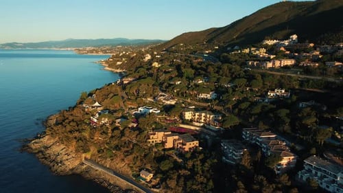 Aerial top view of Menton village