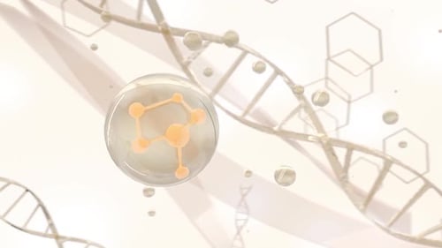 Abstract 3D DNA Strands and Molecular Capsules Animation