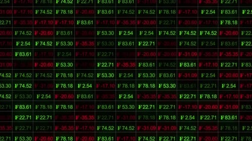Franc Sign With Digital Stock Market Numbers