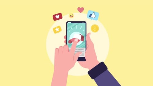 Flat Design Social Media Marketing on Smartphone Animation