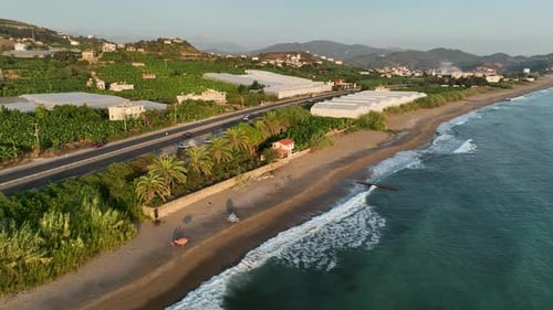 The Texture of the Stone Beach at Sunset 4 K