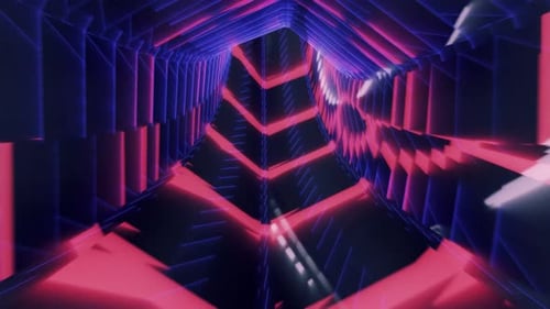 VJ Loop 3D Realistic Modern Retro Neon Cyber Tunnel Wallpaper Background