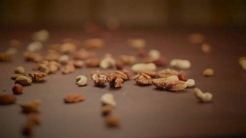 Mixed Nuts Scattered on a Table