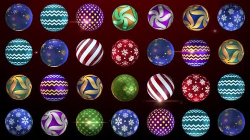 Colorful Christmas Ornaments Rotating Seamless Loop Background