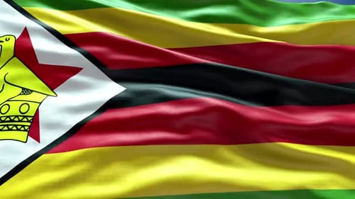 Waving Flag of Zimbabwe Realistic Fabric Animation