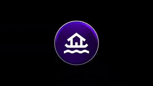 3D Rotating House on Water Icon Animation