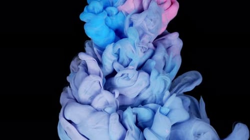 Blue Ink in Water Ink Reacting in Water Creative Slow Motion Black Background