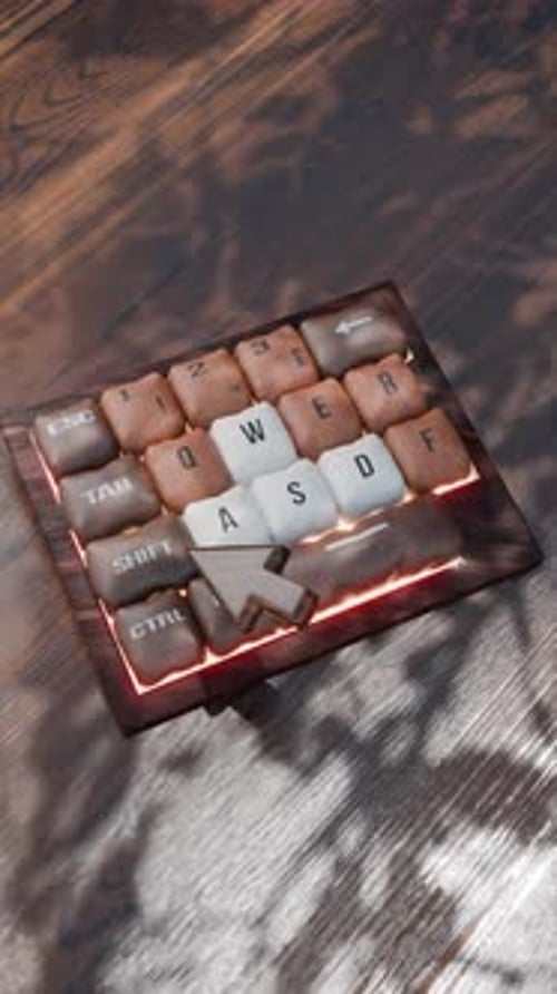 Representación 3D de una animación de teclado en tela