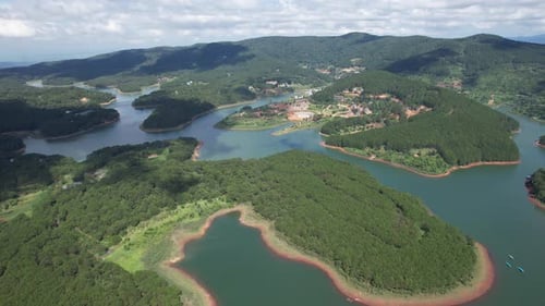 Aerial View of Tuyen Lam Lake in Dalat Vietnam