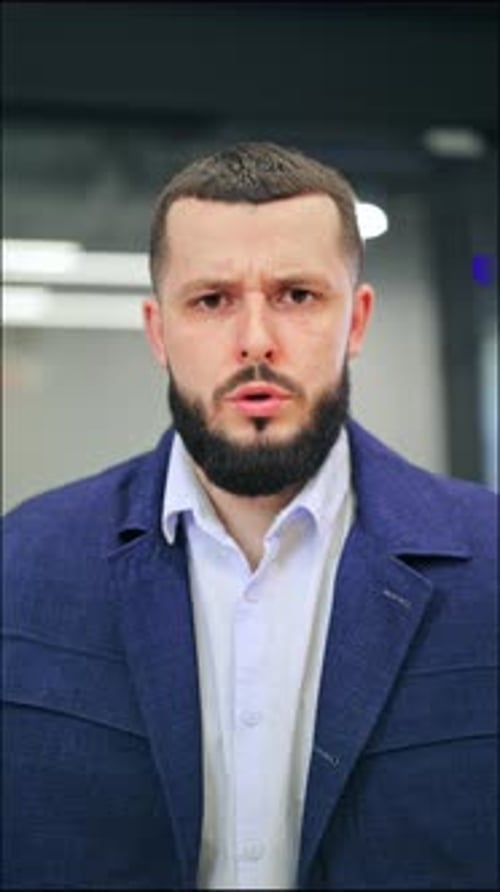 Bearded Man Expressing Surprise and Shock