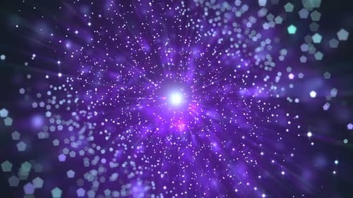 Abstract Space Tunnel with Shimmering Particles and Light Streaks