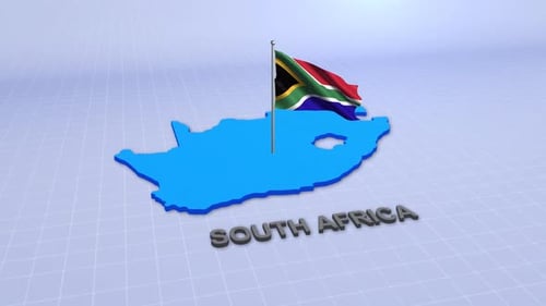 3D Animated Map of South Africa with Waving National Flag