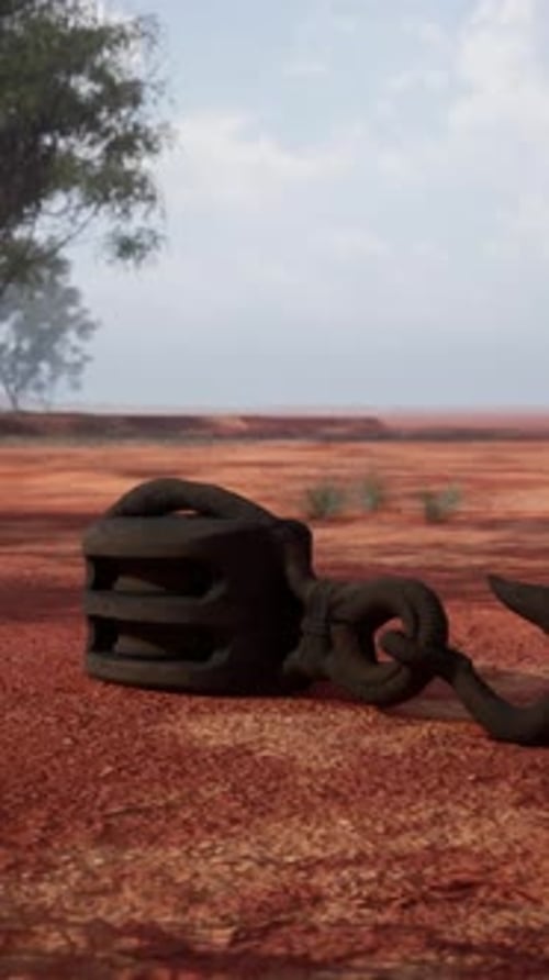A Rusty Metal Hook on a Vibrant Red Dirt Road