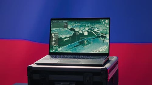 Russia Kremlin Regime Army Using Laptop to Scan Approaching Rockets