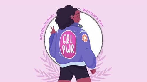 Animated Illustration for International Women's Day with "GRL PWR" Message