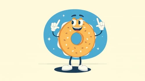 Happy Cartoon Donut Character Dancing, Donut Mascot - Foods Desserts - Kids Cartoon Animations