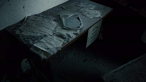 Abandoned Office Desk in the Dark