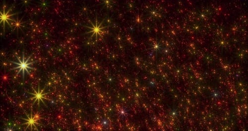 Brillos dorados que envuelven vibrantes estrellas celestiales