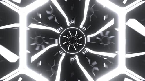 Boucle Vj d'arrière-plan de turbines à néon rotatives fantastiques blanches en 4K