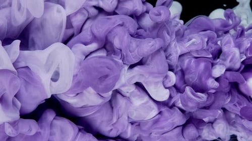Swirling Purple and White Paint Abstract Background
