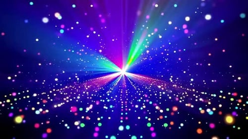 Boucle de particules colorée abstraite avec rayons lumineux lumineux et