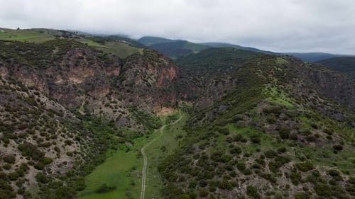 Aerial view of the pathway to the valley 4K