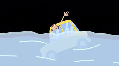 Natural Disasters Person Wanting Help With Car On Alpha Channel 4K