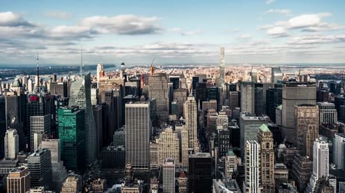Cinematic And Majestic View Of Manhattan Cityscape, NYC, USA