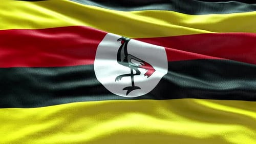 Realistic Uganda Flag Waving Animation Loop