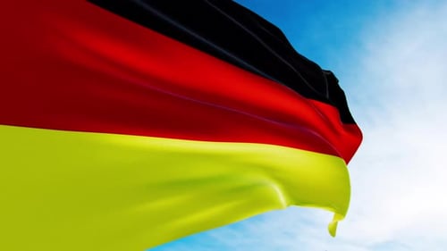 Waving German Flag in Blue Sky Looped Animation