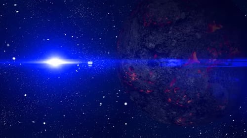 Animation eines Lavaplaneten vom Weltraum aus gesehen, 2625