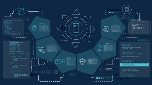 Futuristic HUD Interface Display with Data Elements