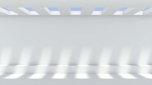 Minimalist 3D White Room with Dynamic Light and Shadow Animation