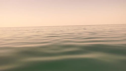 Sea Water Surface Low Angle View From Kayak Camera Flies Over Clear Sea Water Nobody Holiday